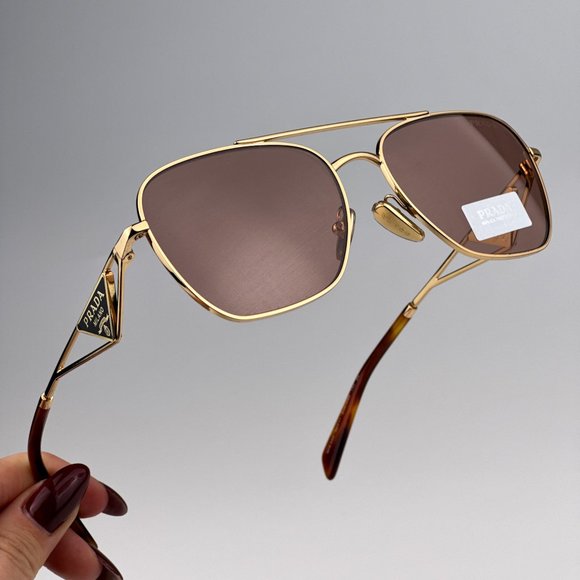 Prada PRA50S 5AK08M Sunglasses Gold Dark Violet Unisex Pilot PR A50S - Picture 6 of 12